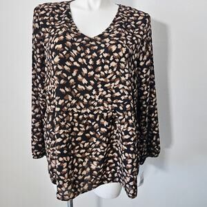 moamoa women's blouse v neck long sleeve sz 2X